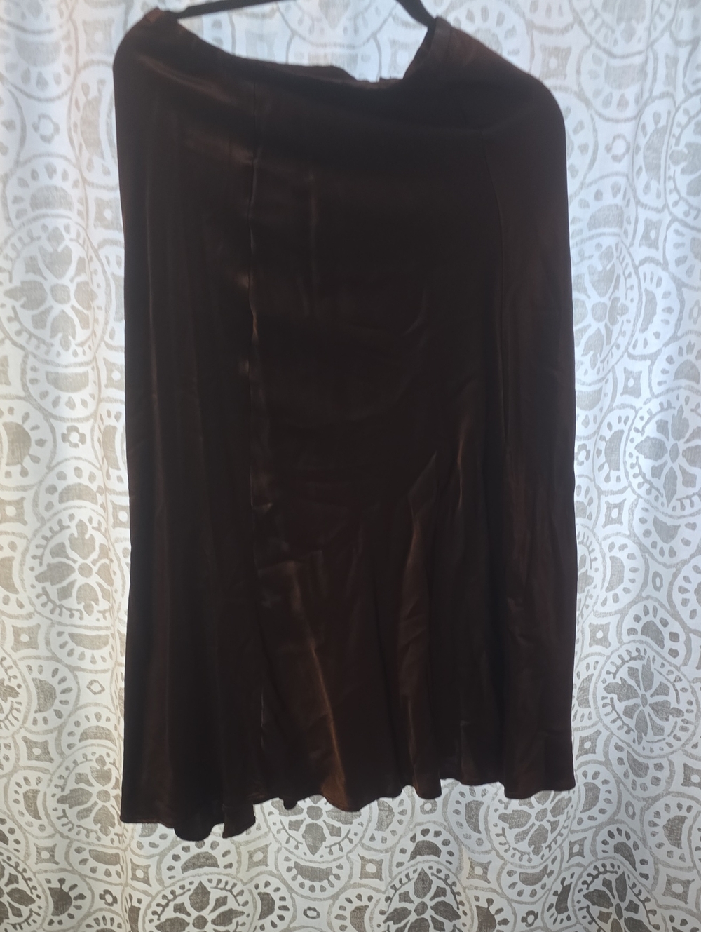 Zara Chocolate Brown Satin A-Line Skirt